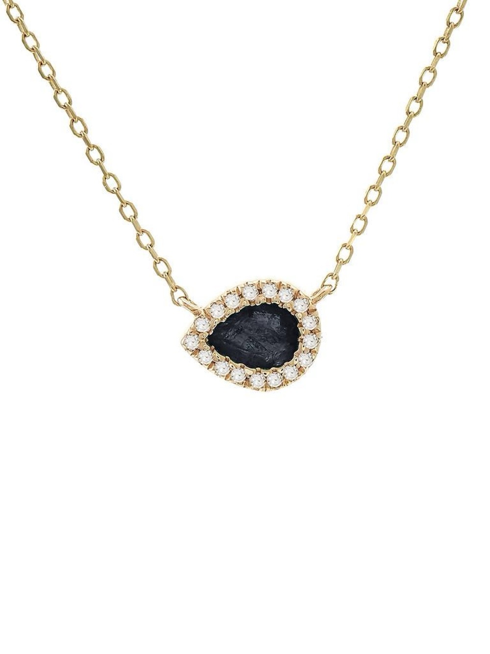 14K Real Solid Yellow Gold Natural Sapphire and Diamond Necklace 0.04ctw 16″+2″